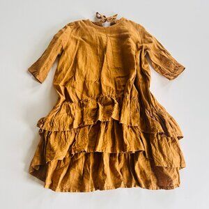 Handmade 100% Linen Ruffle Dress — Size 6-7Y